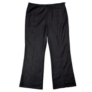 J.CREW 100% Wool Dress Pants Size‎ 10 Dark Gray Pinstripe Wide Leg Trouser Y2K